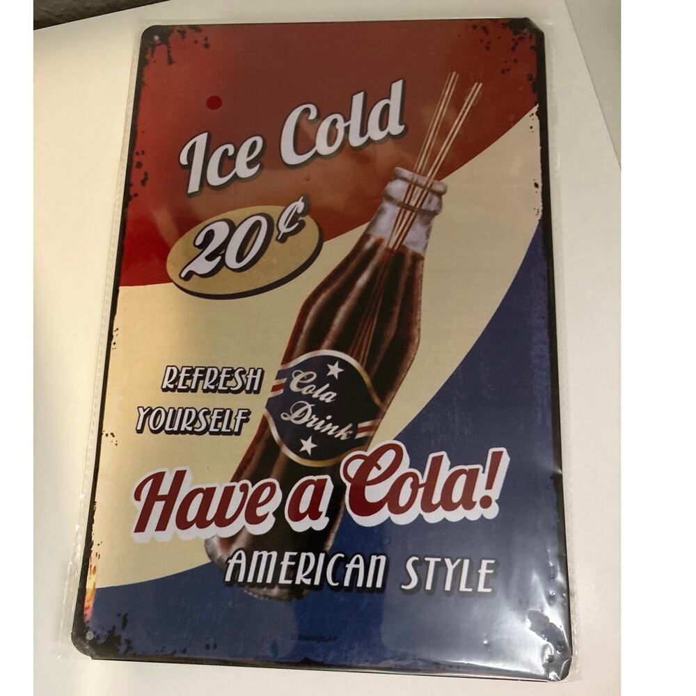 NEW Retro "Ice Cold Have a Cola! American Style" Tin Metal 8x10 Sign
